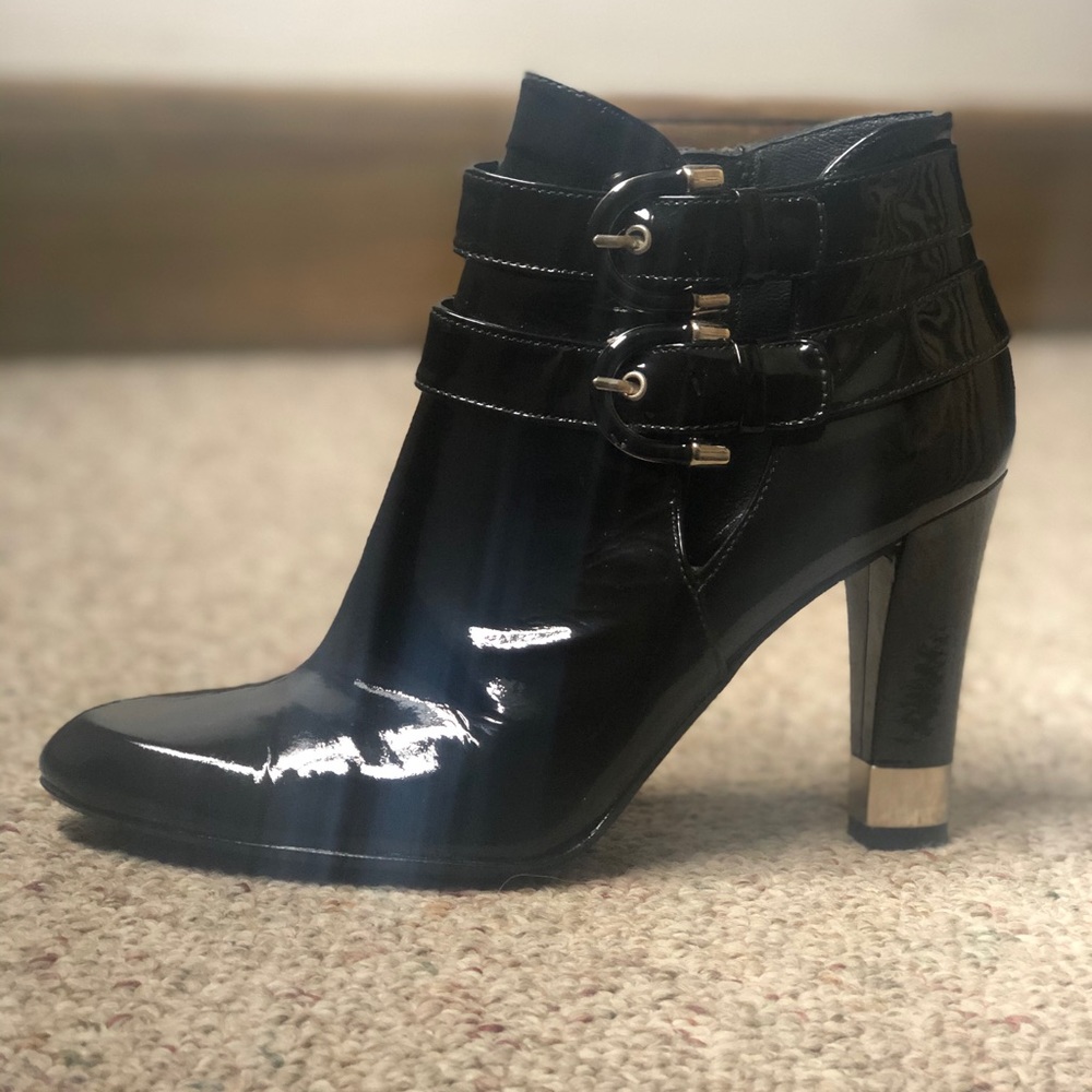 Stuart Weitzman Black Patent Booties